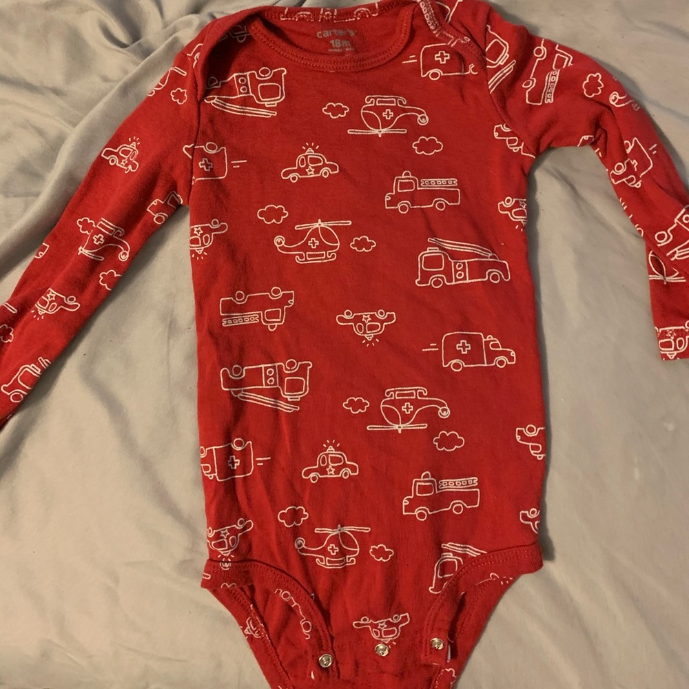 Boys fire truck onesie